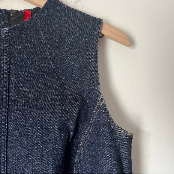 Spanx Dark Wash Denim Seamed Shift Dress 20715R Fitted Flattering Fall - Picture 8 of 14